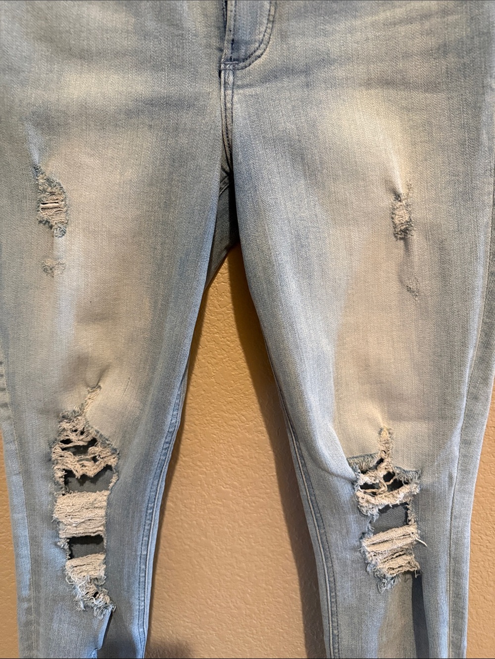 Express Skinny Ripped Light Blue Jeans - Picture 4 of 9
